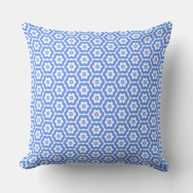 Geometric 280514 (03) - Baby Blue on White Throw Pillow (Front)