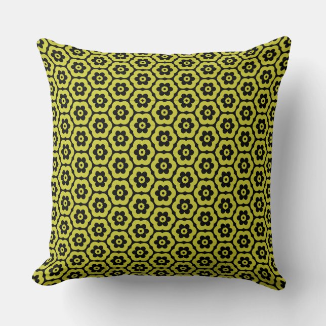 Geometric 280514 (03) - Banana and Black Throw Pillow (Front)