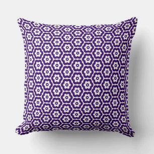 Geometric 280514 (03) - Deep Purple on White Throw Pillow