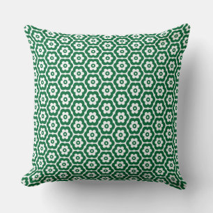 Geometric 280514 (03) - Forest Green on White Throw Pillow