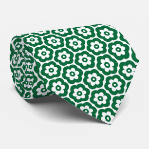 Geometric 280514 (03) - Forest Green on White Tie