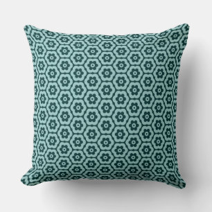 Geometric 280514 (03) - Lt Blue Green on Dk Moss Throw Pillow