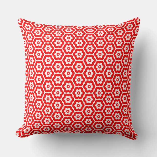 Geometric 280514 (03) - Red on Black Throw Pillow (Front)