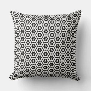 Geometric 280514 (03) - White on Black Throw Pillow