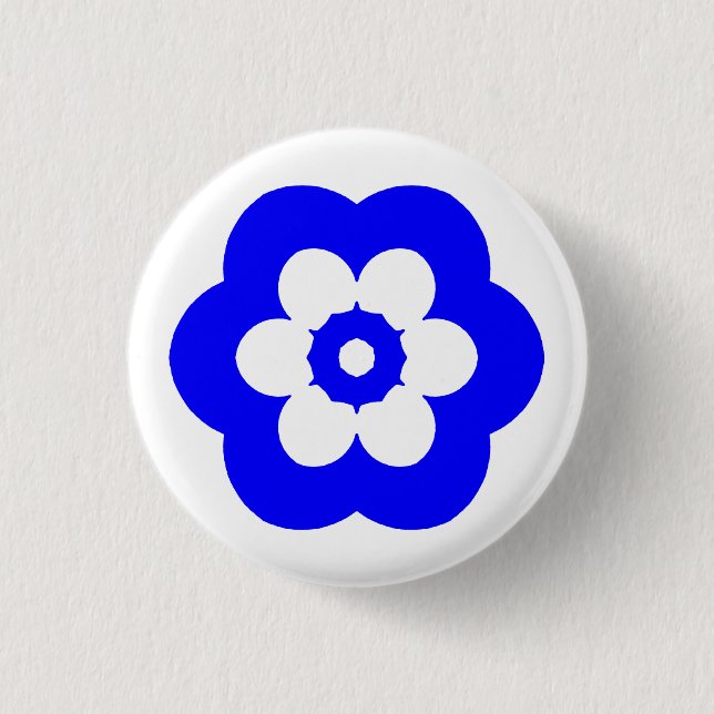 Geometric 290514 (3) - Blue on White 1 Inch Round Button (Front)
