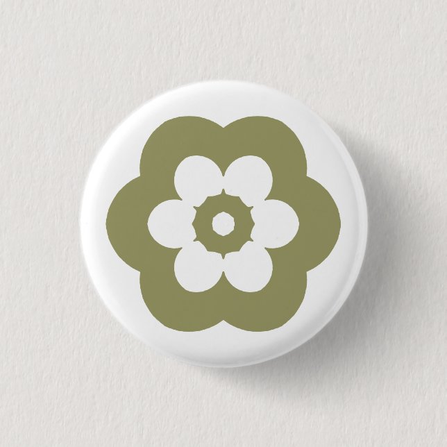Geometric 290514 (3) - Khaki on White 1 Inch Round Button (Front)
