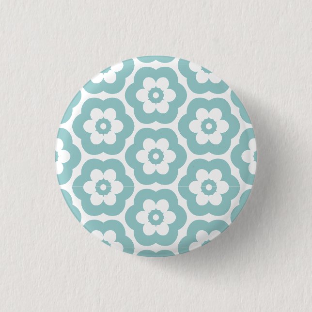Geometric 290514 (3) - Light Blue Green on White 1 Inch Round Button (Front)
