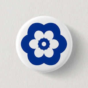 Geometric 290514 (3) - Navy Blue on White 1 Inch Round Button