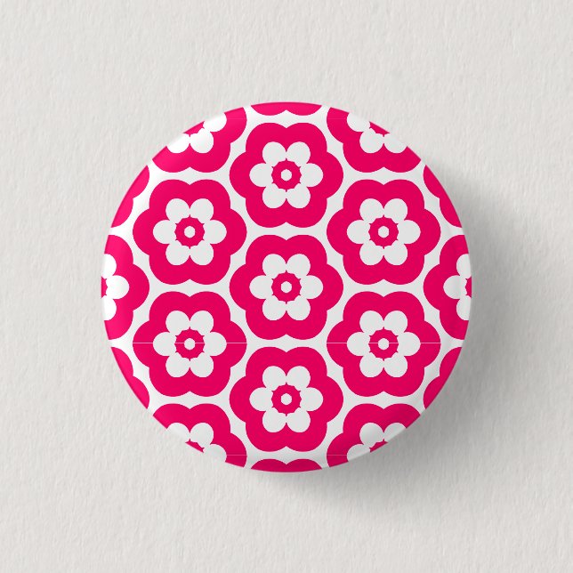 Geometric 290514 (3) - Neon Red on White 1 Inch Round Button (Front)