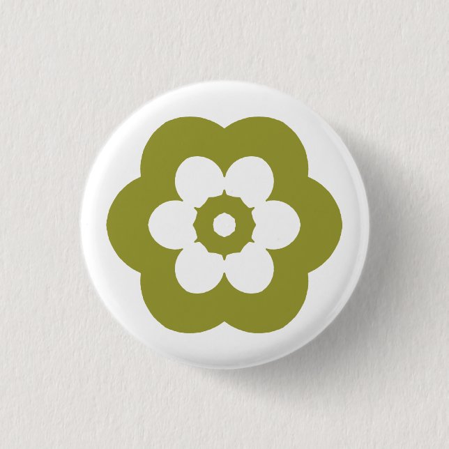 Geometric 290514 (3) - Olive on White 1 Inch Round Button (Front)