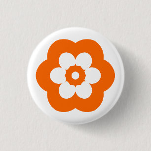 Geometric 290514 (3) - Orange on White 1 Inch Round Button