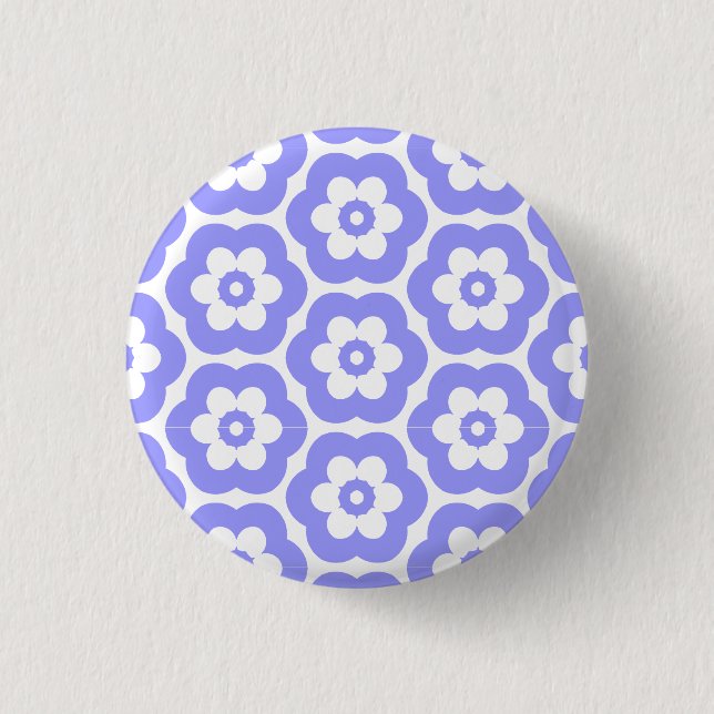 Geometric 290514 (3) - Powder Blue on White 1 Inch Round Button (Front)