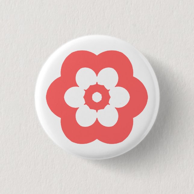 Geometric 290514 (3) - Tropical Pink on White 1 Inch Round Button (Front)