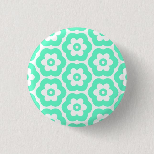 Geometric 290514 (3) - Turquoise on White 1 Inch Round Button (Front)