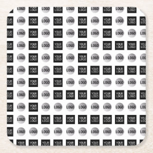 Geometric 2 Logo Pattern Design Square Paper Coaster