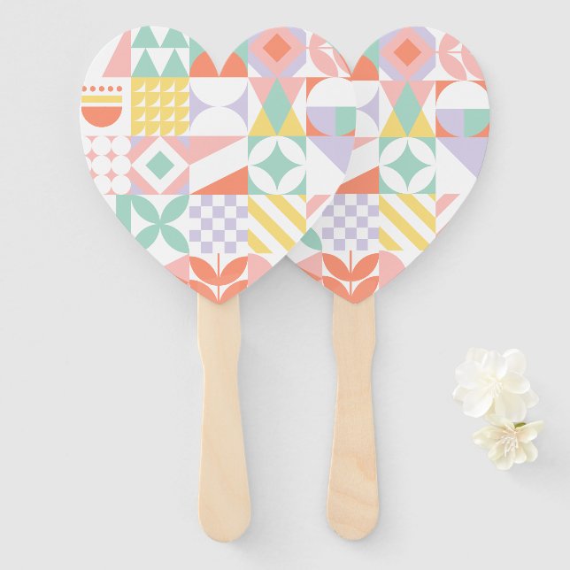 geometric #32 hand fan (Front and Back)