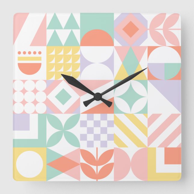 geometric #32 square wall clock (Front)