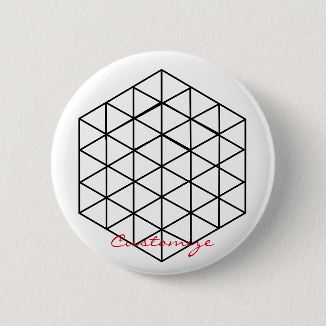 Geometric 3-D Cube Thunder_Cove 2 Inch Round Button (Front)