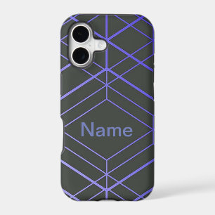 Geometric 3D Box Personalized Name Black and Blue