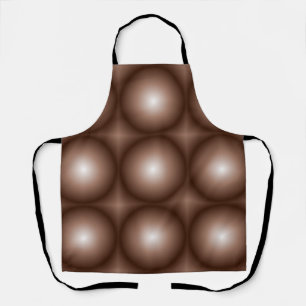 Geometric 3D Circle Dark Brown Mocha Mousse White Apron