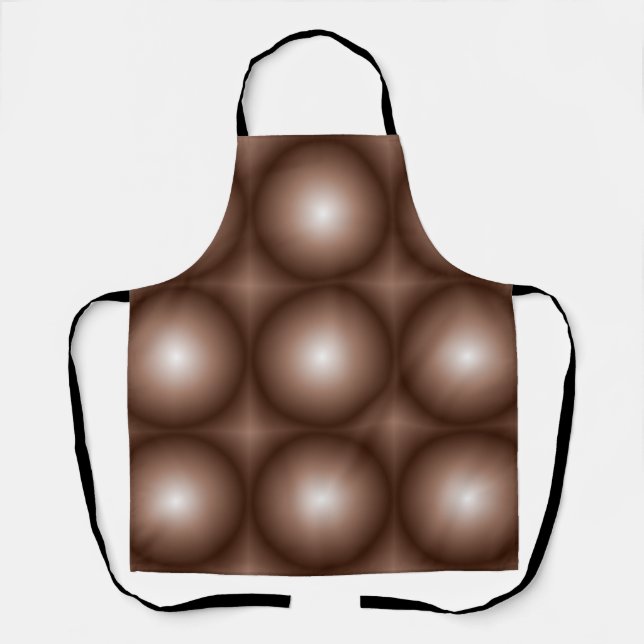 Geometric 3D Circle Dark Brown Mocha Mousse White  Apron (Front)