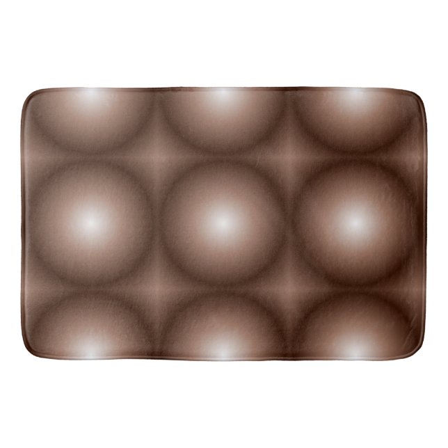 Geometric 3D Circle Dark Brown Mocha Mousse White  Bath Mat (Front)