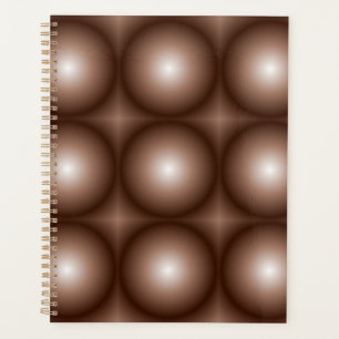 Geometric 3D Circle Dark Brown Mocha Mousse White Planner