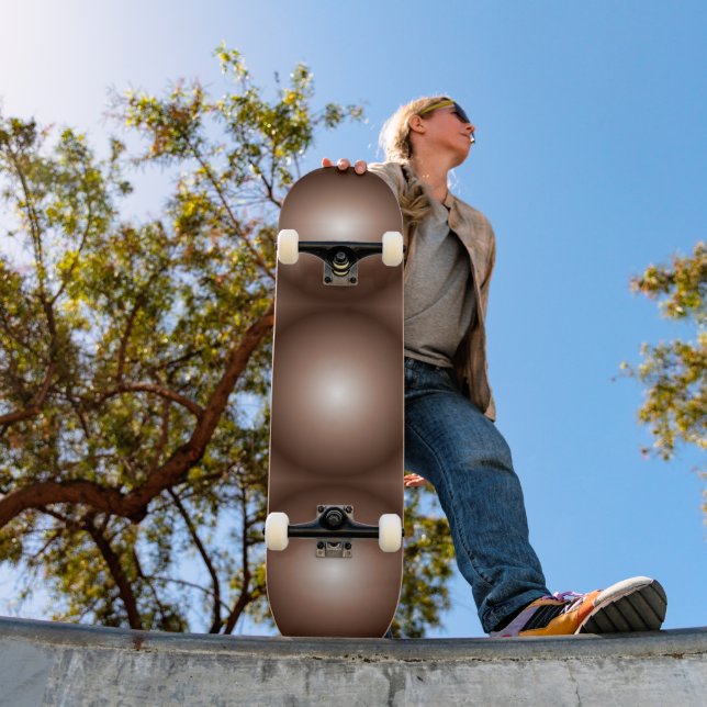 Geometric 3D Circle Dark Brown Mocha Mousse White  Skateboard (Outdoor 1)