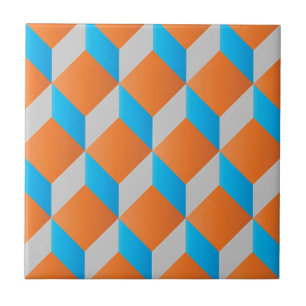 Geometric 3d cube pattern - retro design tile