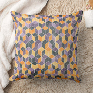 Geometric 3D Cube Seamless Pattern Throw Pillow