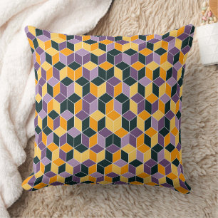 Geometric 3D Cube Seamless Pattern Throw Pillow