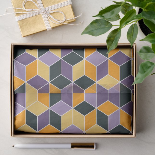 Geometric 3D Cube Seamless Pattern Tissue Paper (Gift)