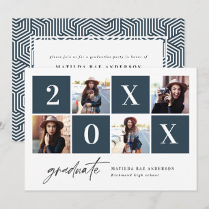 Geometric 4 photo typography graduation party  announcement
