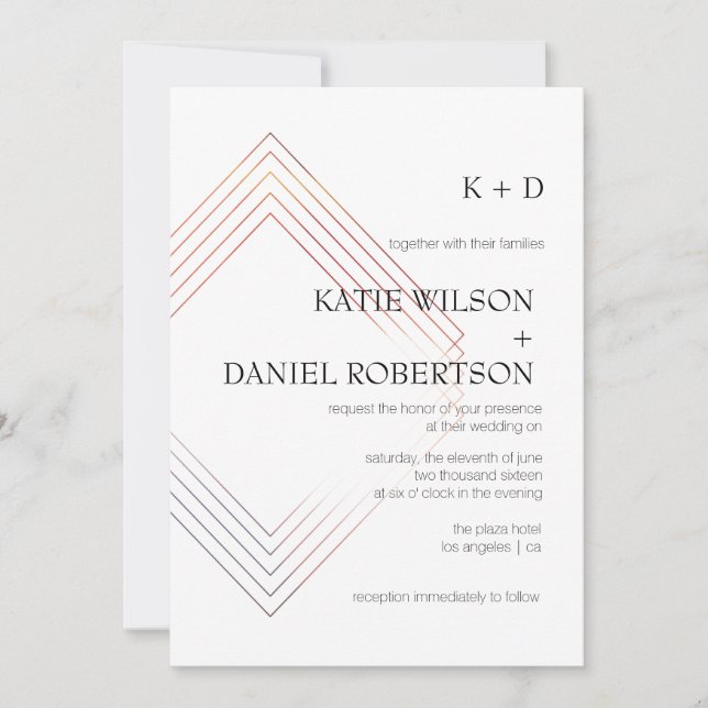 Geometric 5x7 Wedding Invitation (Front)