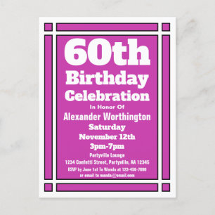 Geometric 60th Purple Birthday Invitation Postcard