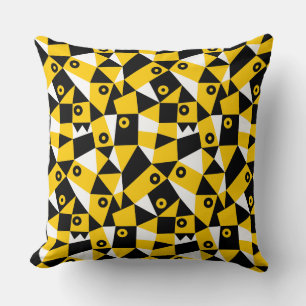 Geometric Abstract 030919 - Amber, Black and White Throw Pillow