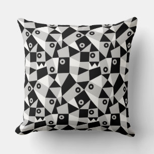 Geometric Abstract 030919 - Grey, Black and White Throw Pillow