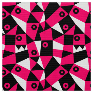 Geometric Abstract 030919 - Neon Red Fabric