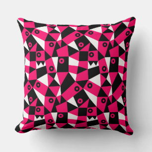 Geometric Abstract 030919 - Neon Red Throw Pillow