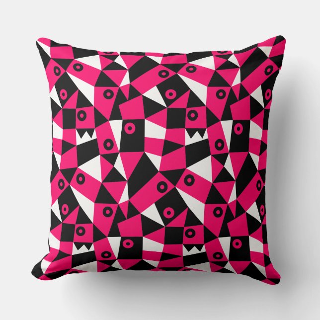 Geometric Abstract 030919 - Neon Red Throw Pillow (Front)