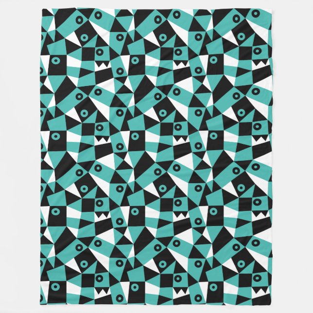 Geometric Abstract 030919 - Sea Green Fleece Blanket (Front)