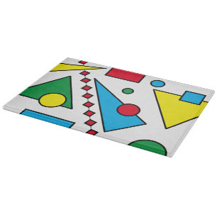 [Geometric Abstract #1] Bold Primary Colours Glass Cutting Board