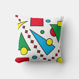 [Geometric Abstract #1] Bold Primary Colours Shape Throw Pillow