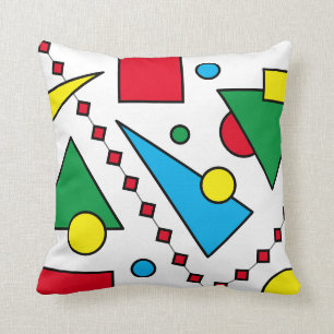 [Geometric Abstract #1] Bold Primary Colours Shape Throw Pillow