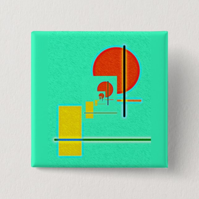 geometric abstract 2 inch square button (Front)