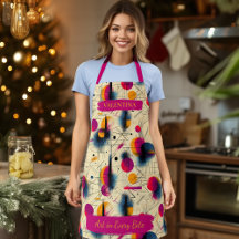 Geometric Abstract Art Apron with Custom Name