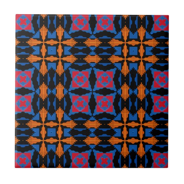 Geometric Abstract Art, Bold Shapes Vibrant Colour Tile (Front)