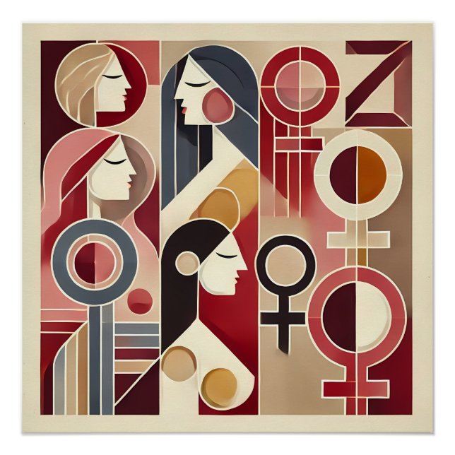 Geometric Abstract Art Celebrating Women Poster (Front)