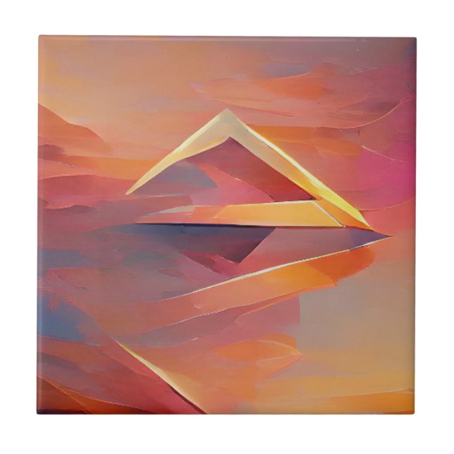 Geometric abstract art design rose golden sands tile (Front)