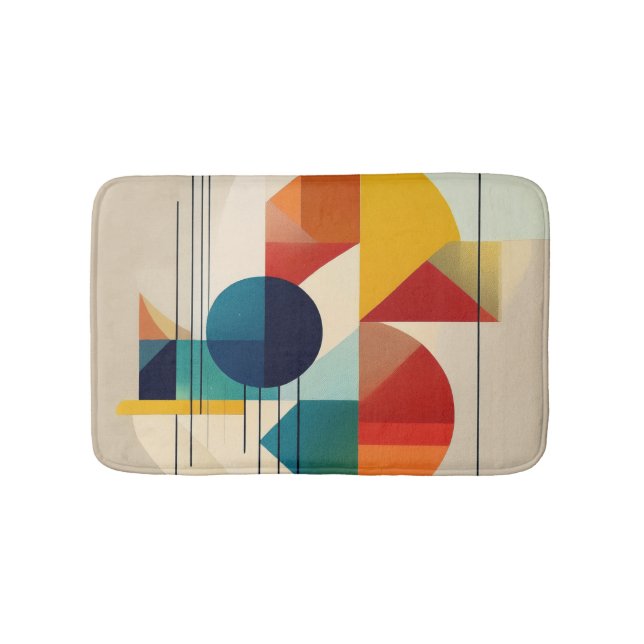 Geometric Abstract Art in Bauhaus Style Bath Mat (Front)